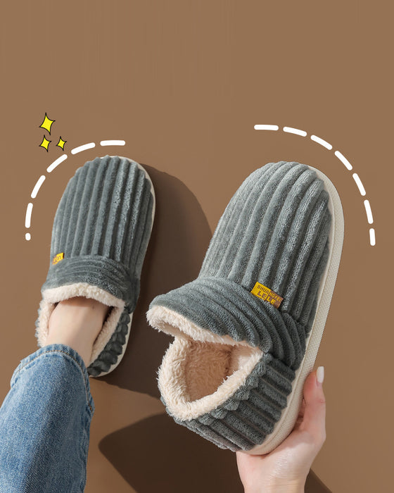 Hjemme varme flate sko i ensfarget