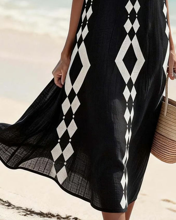 Kjole Ermelette Diamantmønster Løs