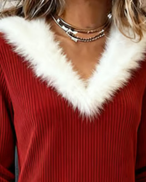 Langermet Kjole Med V-Utringning