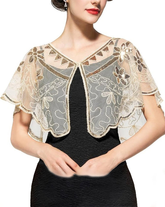 Sjal Vintage Blonder med Perler