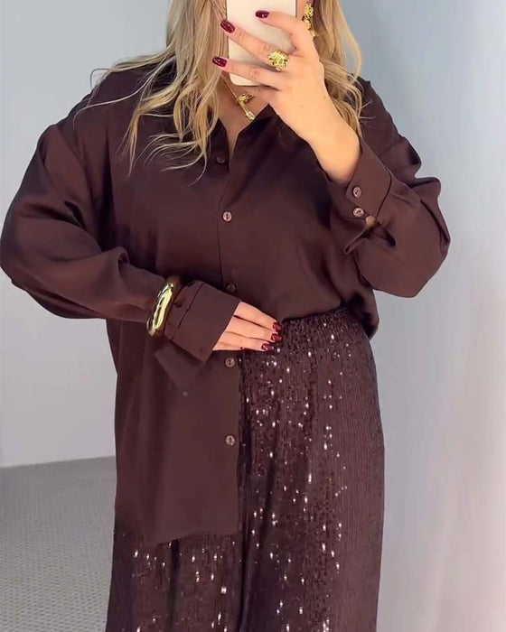 Bukser Casual Paljetter Vide-ben