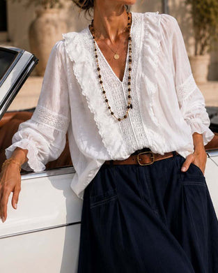 Bluse V-Hals Enfarget Blonder