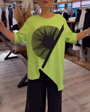 T-Skjorte Blomstertrykk Kortermet Casual