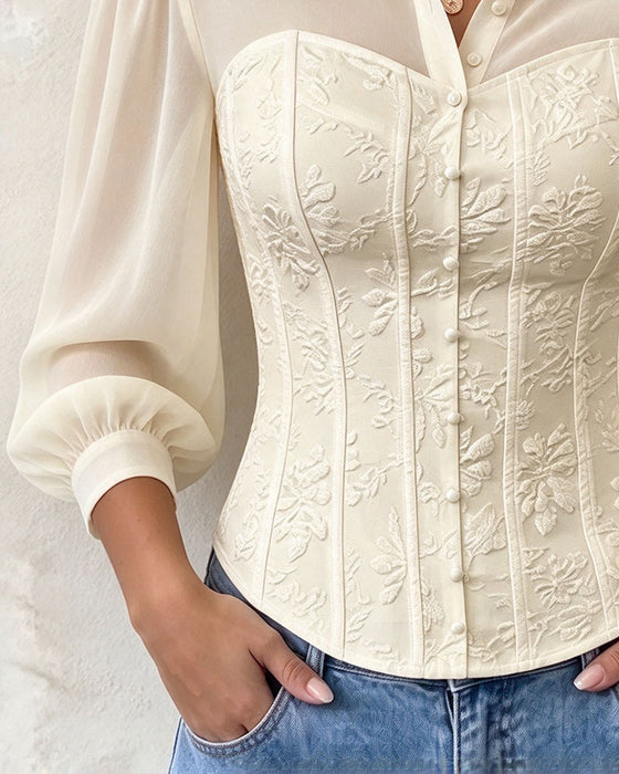 Bluse Slag Knappet Midje Slim Fit