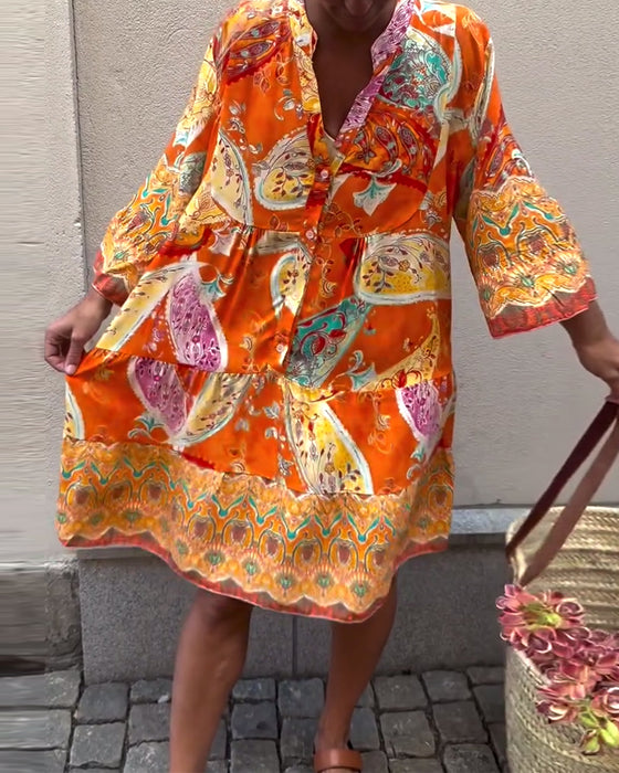 Bohemisk Kjole Med Motetrykk