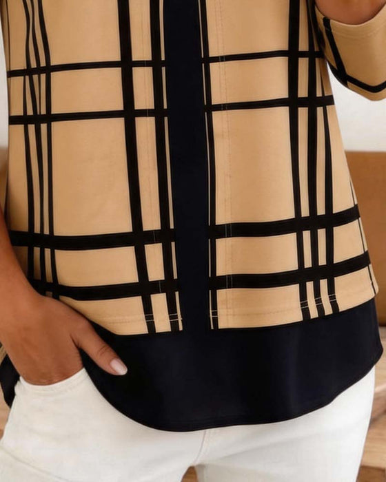 Bluse Rute Imitasjon Todelt Casual