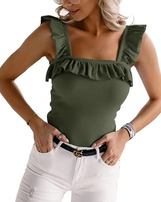 Cami Top Ruffle Kant Ribbet