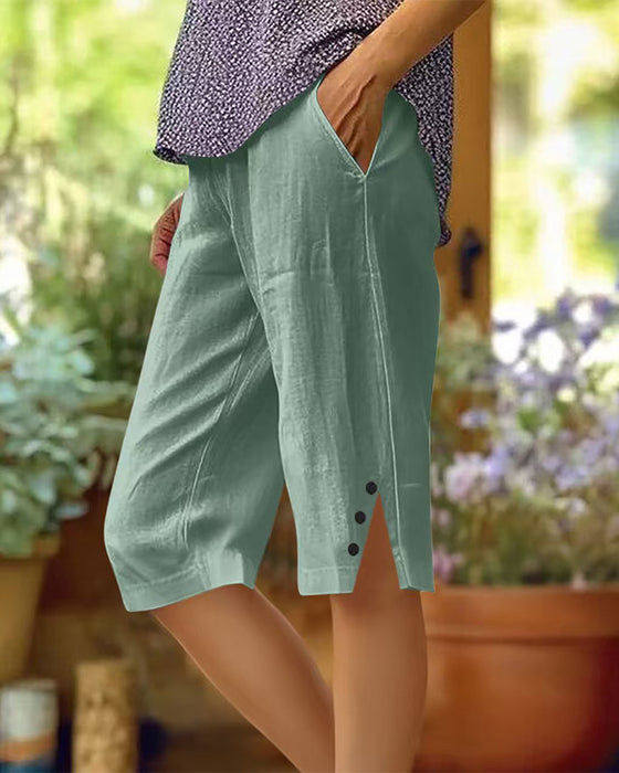 Bukse Elastisk Midje Casual Bermuda