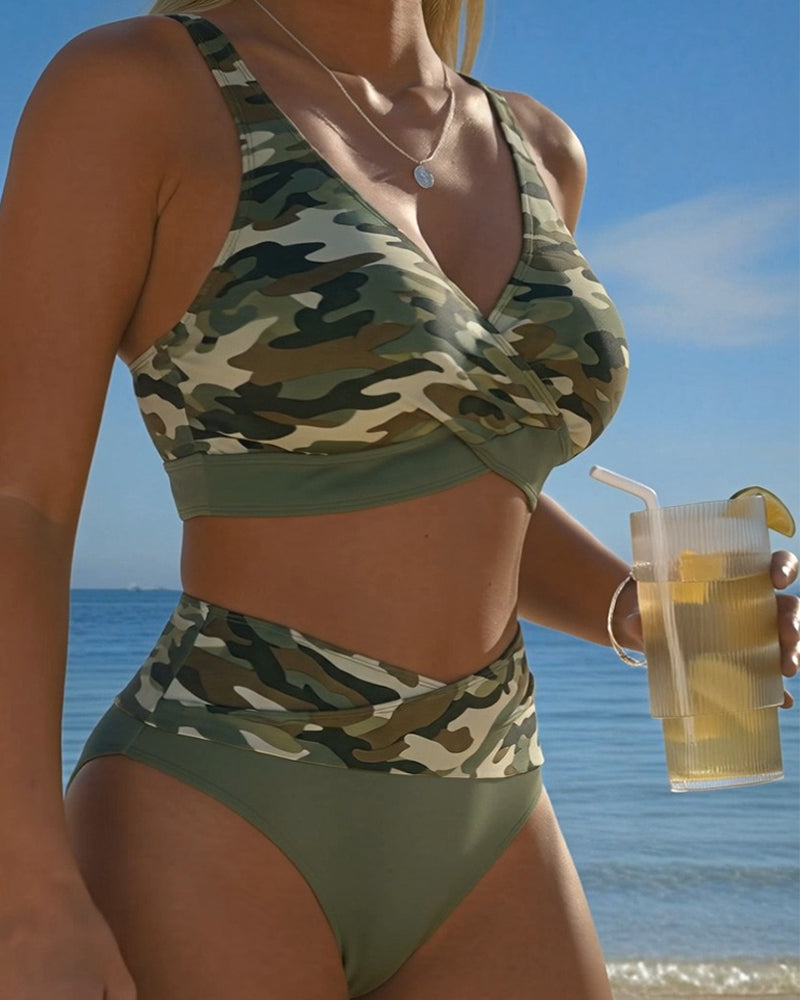 Bikini Korsbånd Design Kamuflasje Trykk