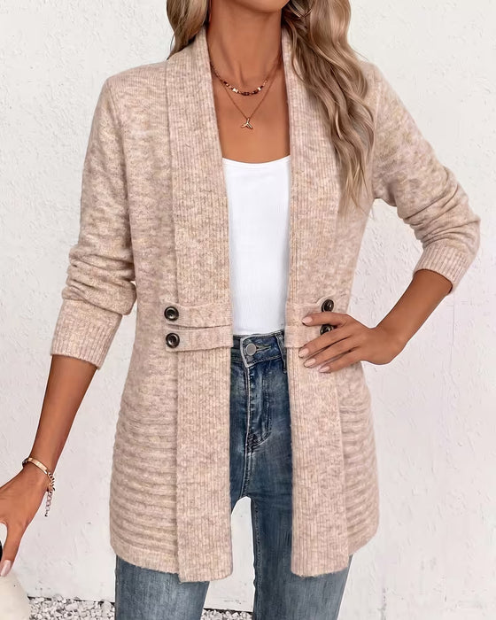 Cardigan Solid Farge Knapp Pyntet