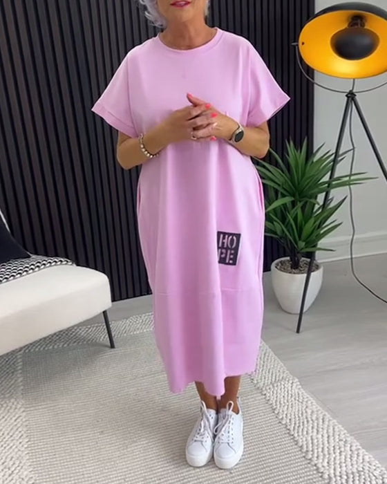 Kjole Kort Erme Uformell Rett Lomme