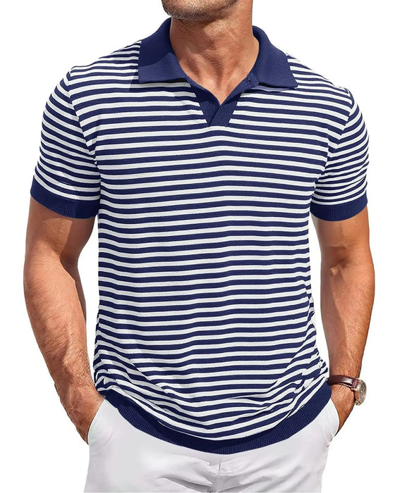 T-Skjorte Polokrage Stripe Fargeblokk