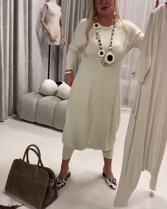 Jumpsuit Ensfarget Langermet Avslappet