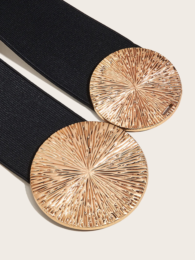 Dame Vintage Elastisk Belte Med Gyllent Spenne