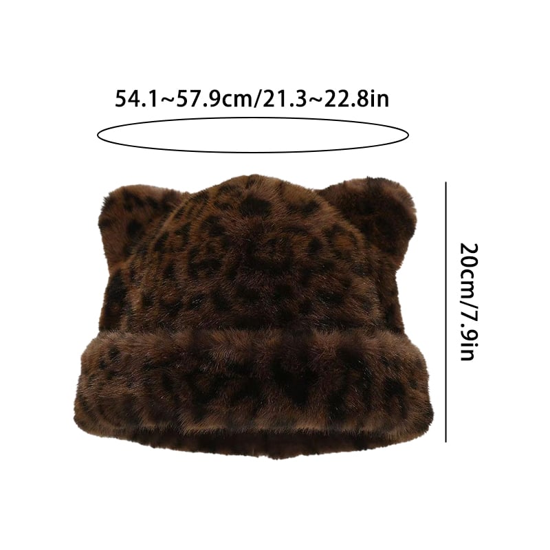 Hatt Leopardmønster Plysj Katteøre