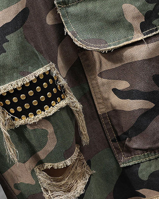 🔥 Herrer Shorts Cargo Kamuflasje Med Nagler