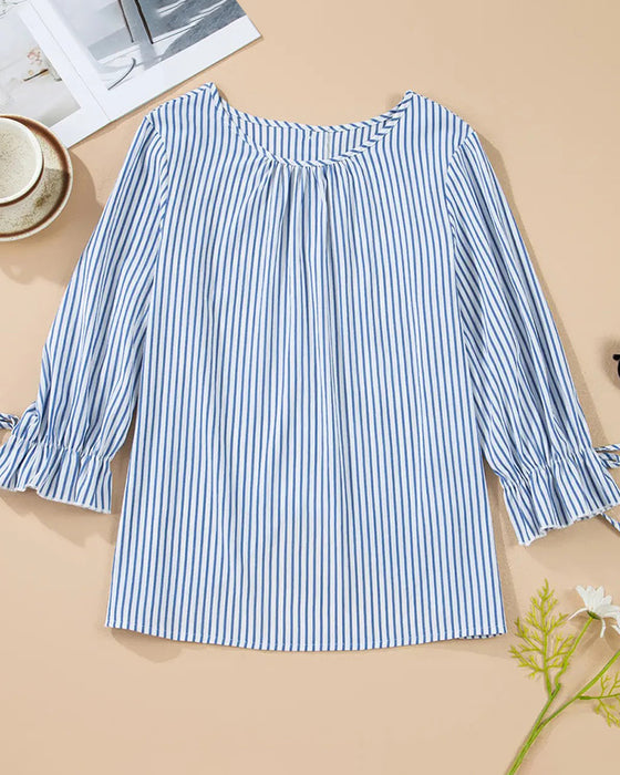 Bluse Stripet Rundhalset Boble Erme