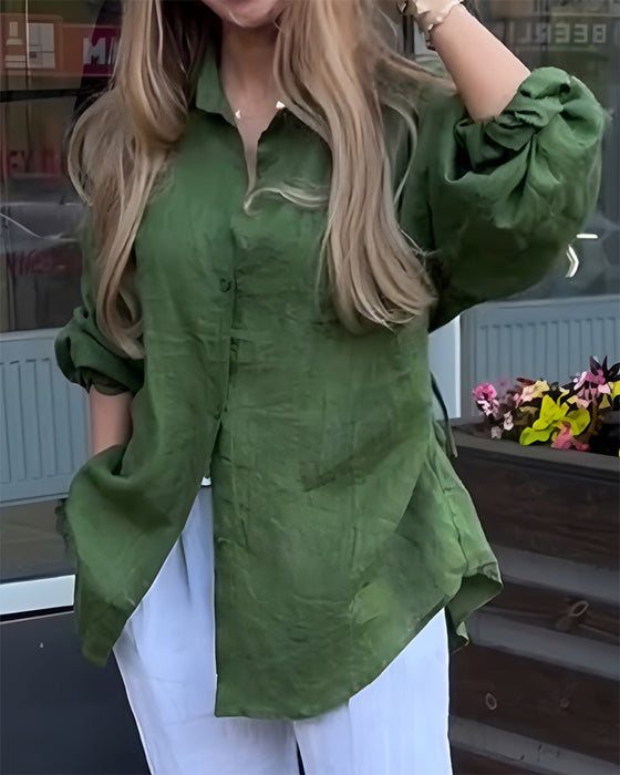 Bluse Elastisk Midje Lanterne Erme