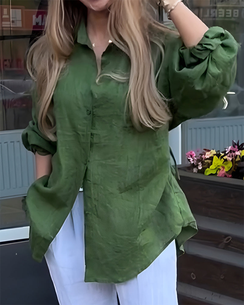 Bluse Elastisk Midje Lanterne Erme