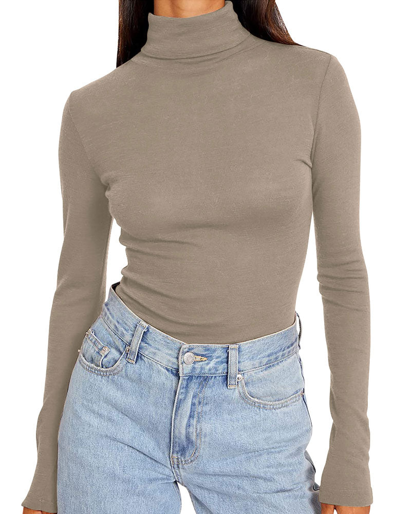 Topp Ensfarget Halv Turtleneck Base