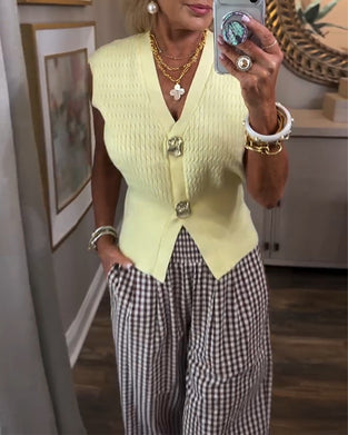 Vest Ermelette Strikket Genser