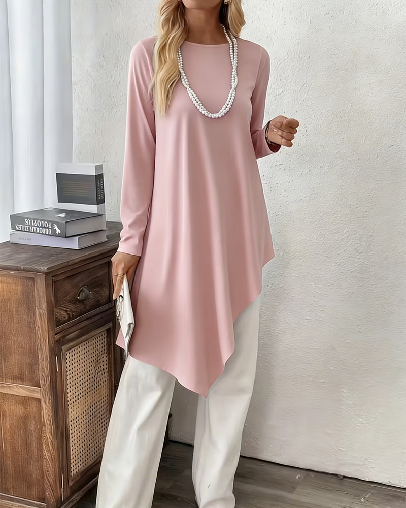 Top Asymmetrisk Midjelangt Ensfarget