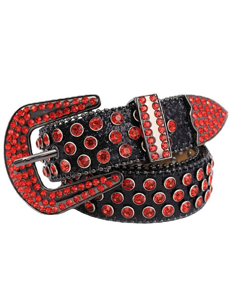 JASGOOD Belte For Kvinner Og Menn Med Strass, Bling Western Cowgirl Cowboy Nagleskinnbelte, Diamant Midjebelte For Jeans Og Bukser
