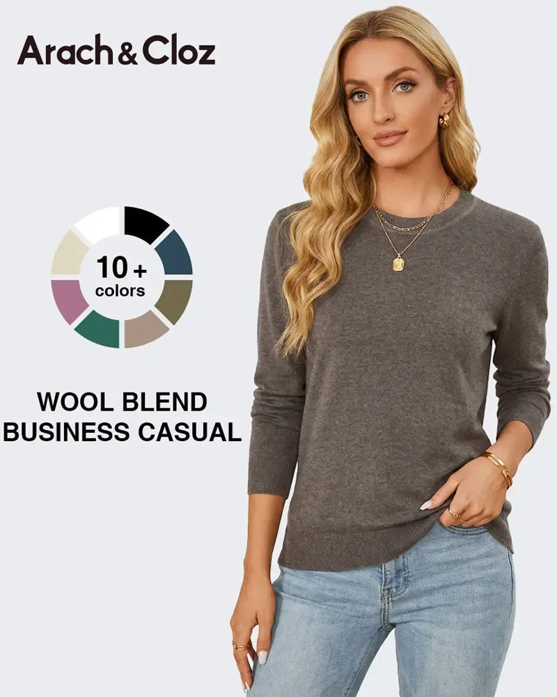 Pullover Rund-Hals Langermet Slim Ensfarget