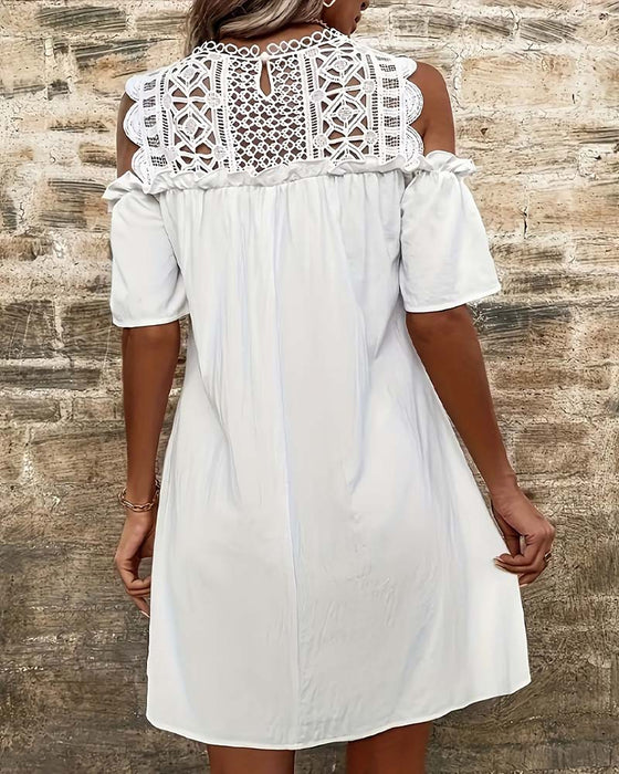 Kjole Utskjæring Off-Shoulder Kort