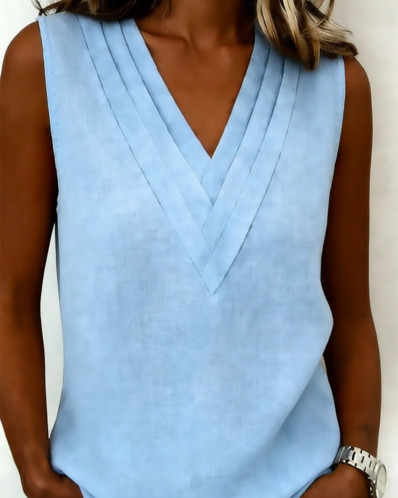 Tank Topp Moteriktig Dobbel Lag V-uttringning