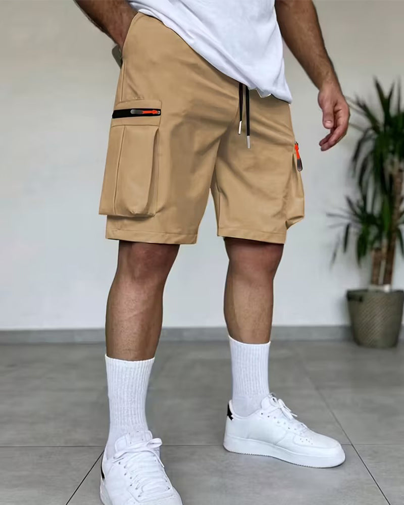 Herrer Bukse Ensfarget Loose Fit Kort Cargo
