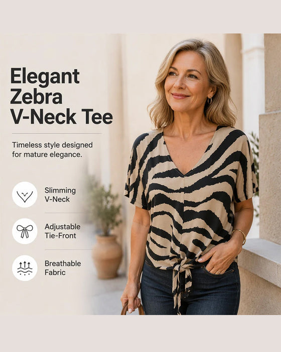 T-skjorte Elegant Sebra V-Hals