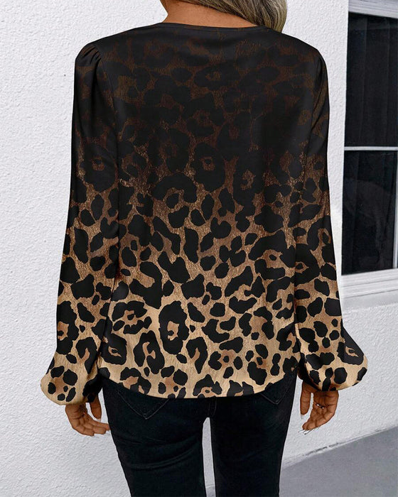 Skjorte Puffermet Gradient Leopardprint