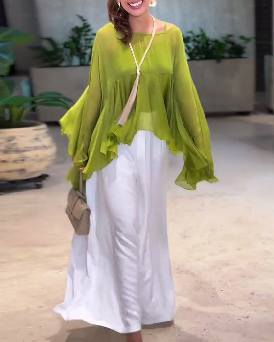 Bluse Med Elegant Ensfarget Stil