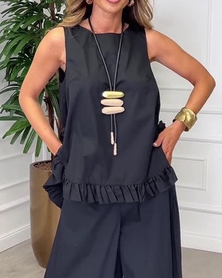 Bluse Ermløs Blonder Kant Camisole