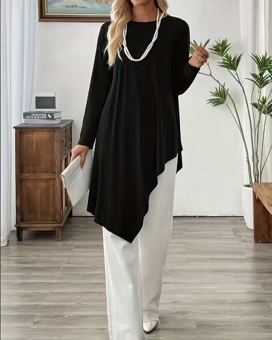 Top Asymmetrisk Midjelangt Ensfarget