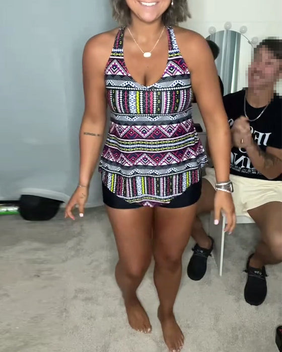 Badedrakt Tank Topp Trykk To delt