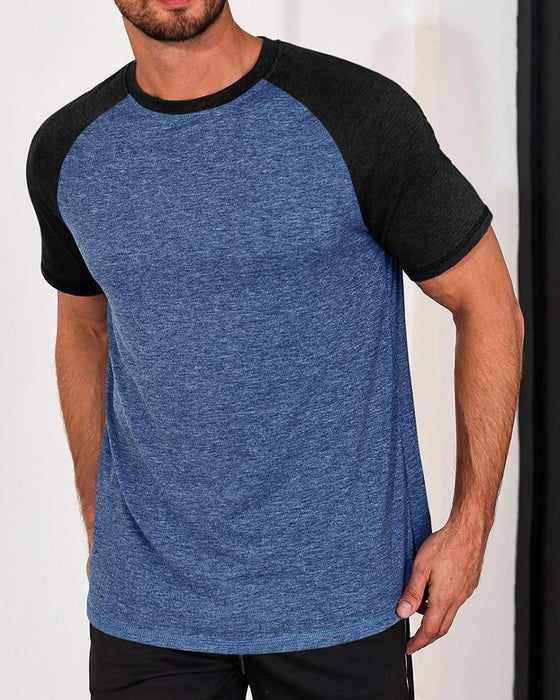 T-Shirt Kontrast Rund Hals Herre Tettsittende