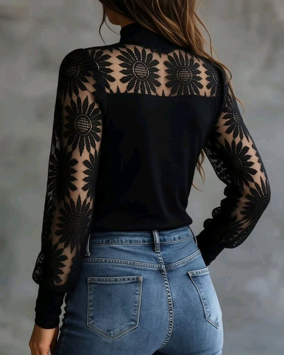 Topp Solsikke Blonder Panelert Turtleneck