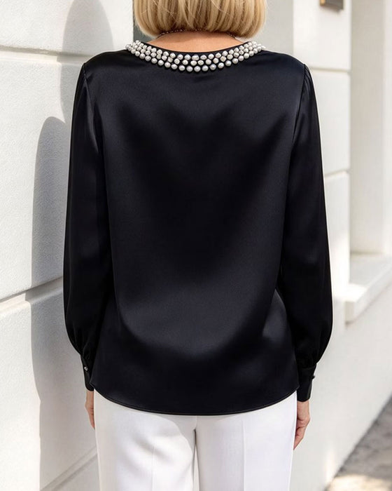 Bluse Rund Hals Lykt Langermet