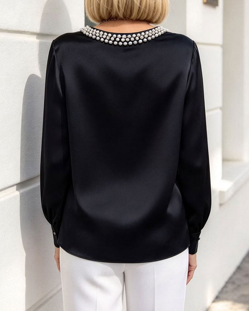 Bluse Rund Hals Lykt Langermet