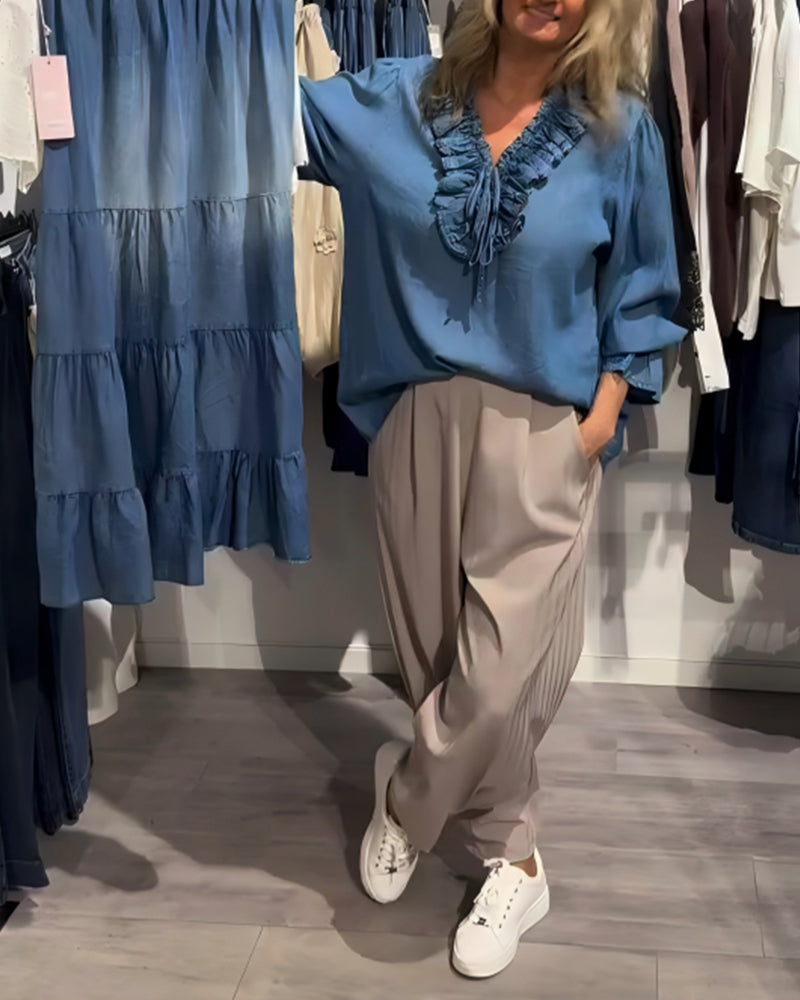 Bluse Rysj Kant Knyte Denim