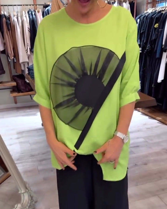 T-Skjorte Blomstertrykk Kortermet Casual