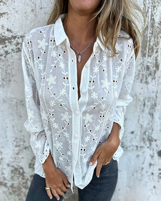Bluse Floral Hull-Utskåret Langermet