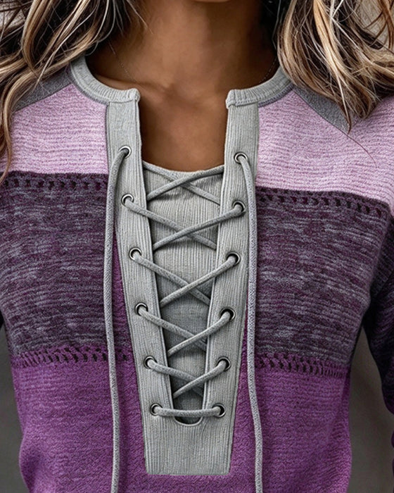 Sweatshirt Knyte Stripet Fargeblokk Figursydd