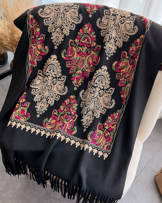Trykt Frynset Lang Skjerf