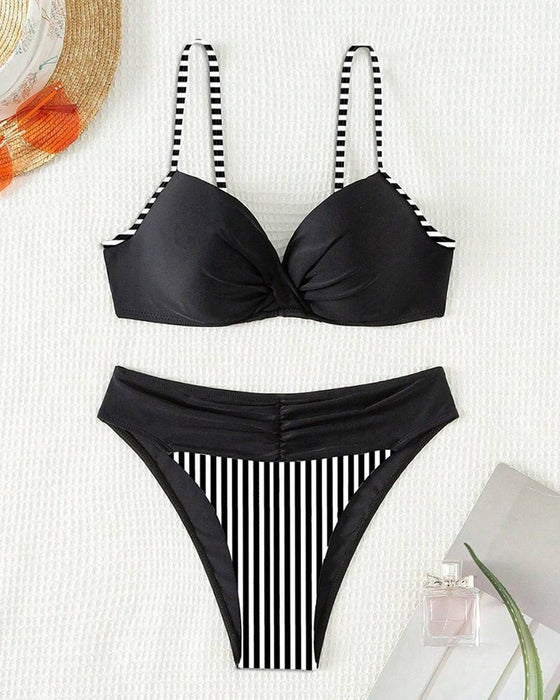 Bikini Sexy Stripet Kontrast Trekant