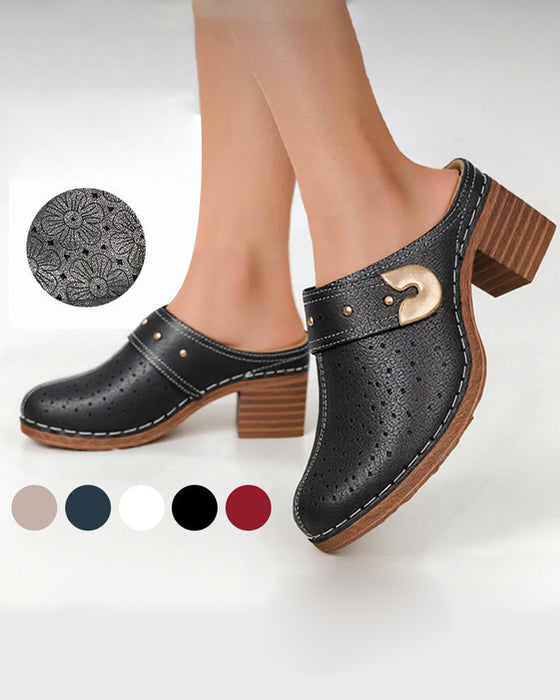 Sandaler Dekket Tå Kraftig Hæl Slip-På