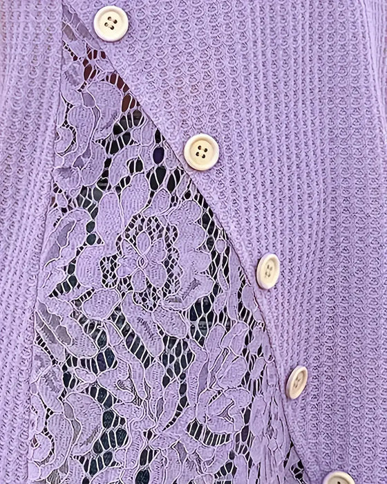 T-Skjorte Blonder Panel Strikket