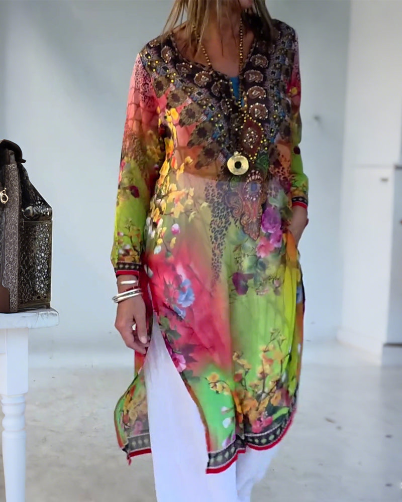 Kjole Bohemsk Stil V-Hals